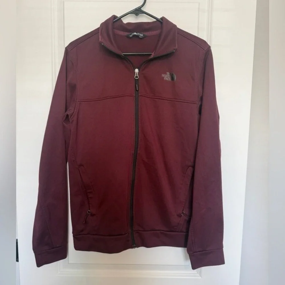 The North Face Mens Burgundy Full Zip Track Jacket Fleece Lined Size ‎ Small